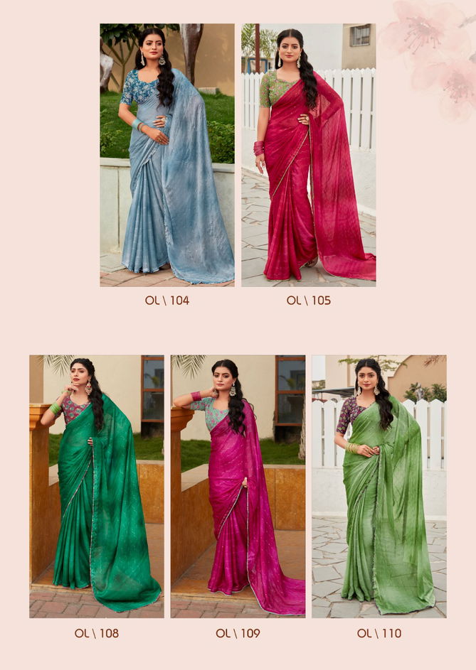 Oliva By Stavan 3D Shaded Embroidery Chiffon Sarees Wholesale Shop In Surat
